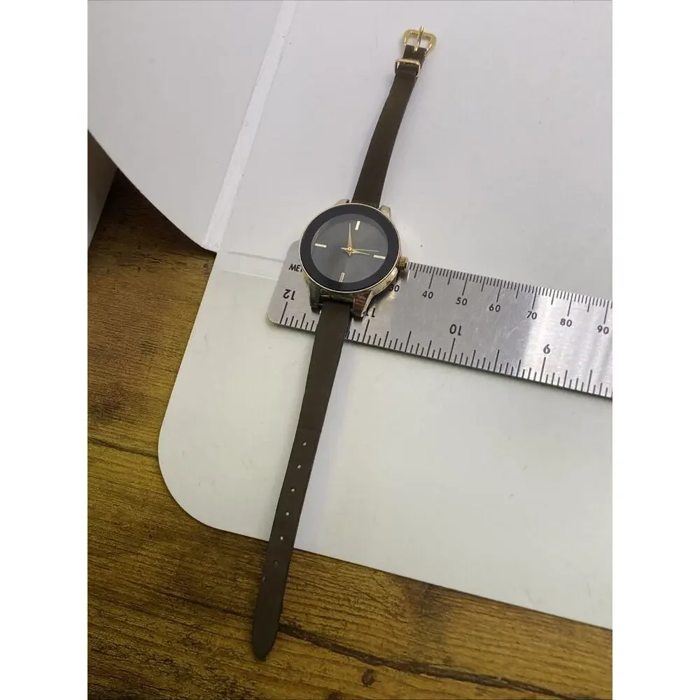 Vintage Gold Tone Brown Leather Watch New Battery